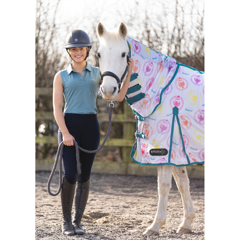 Hy StormX Original All Rounder Combi Fly Rug - Thelwell Collection - Aquarius/Rouge Pink/Teal-1